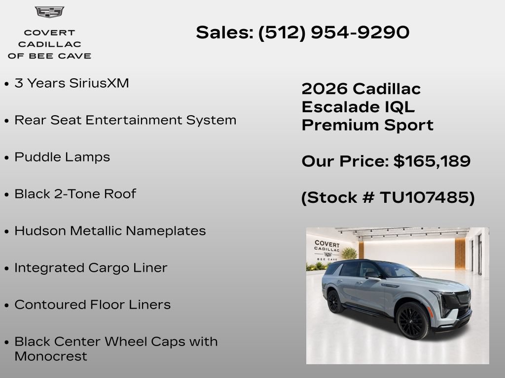New 2026 Cadillac Escalade IQL Sport 2 w/ LPO, ONYX Package AWD/4WD image 14