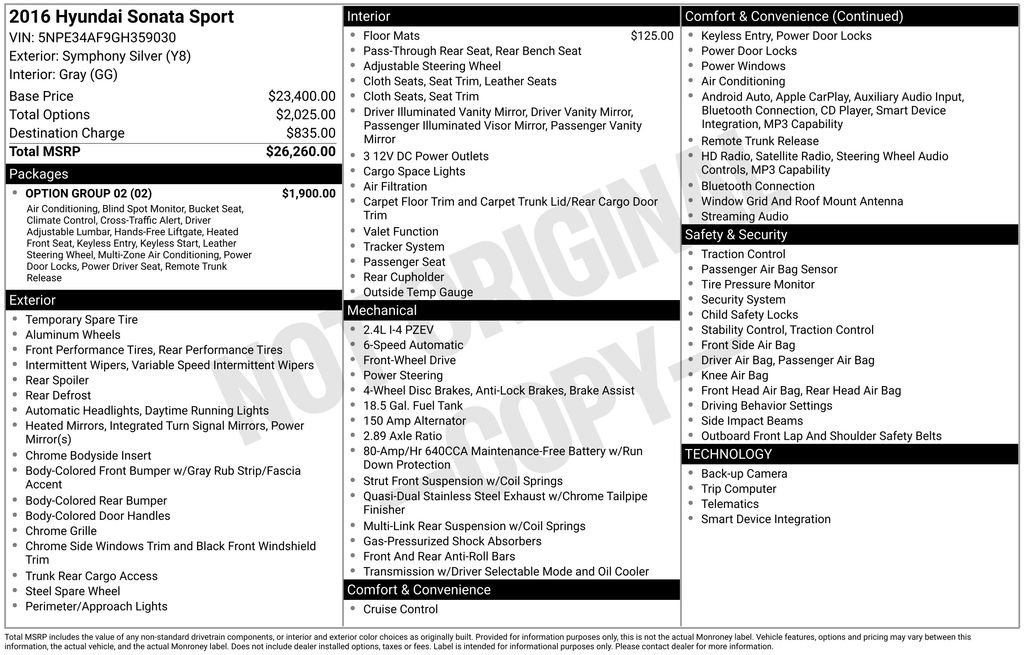 Used 2016 Hyundai Sonata Sport w/ Option Group 02 image 29