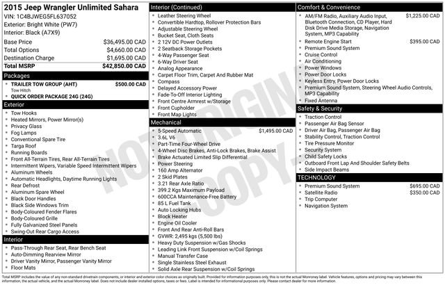 Used 2015 Jeep Wrangler Unlimited Sahara w/ Trailer Tow Group AWD/4WD image 4
