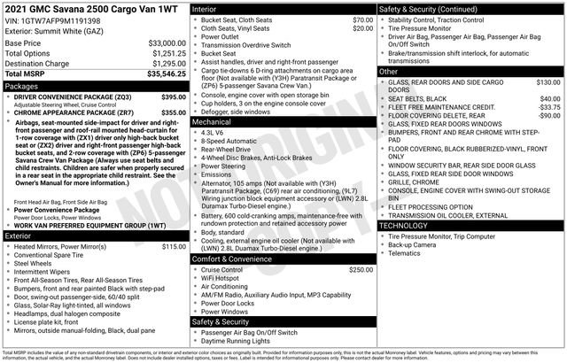Used 2021 GMC Savana 2500 w/ Driver Convenience Package RWD image 4
