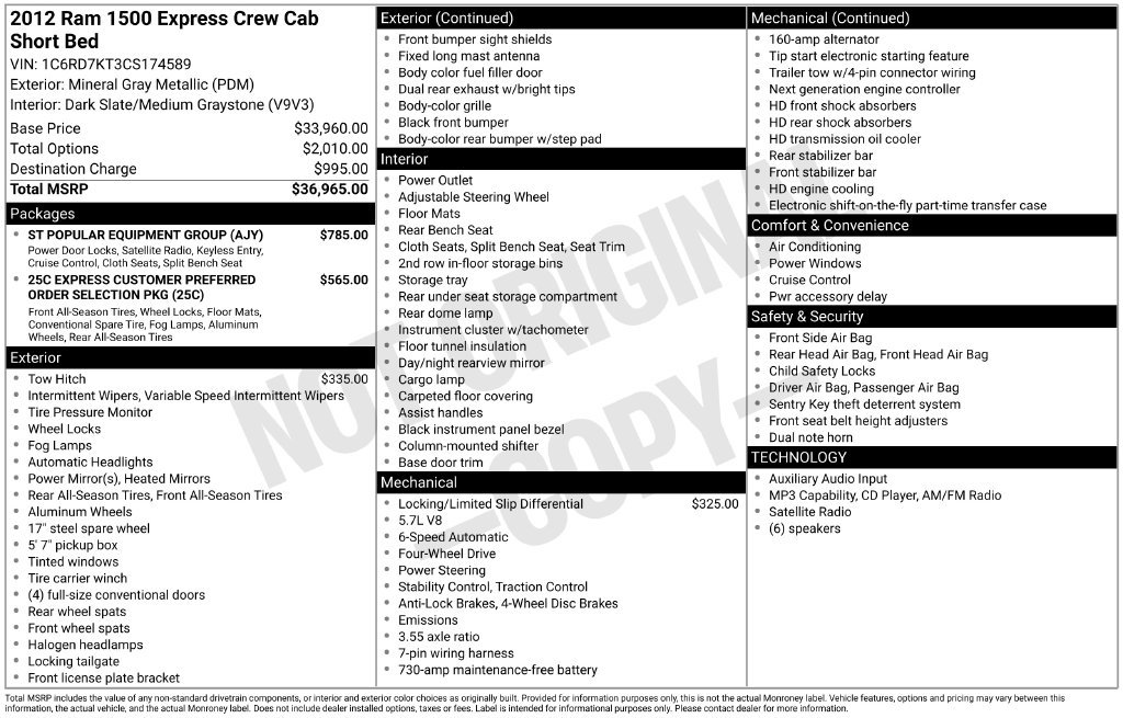 Used 2012 RAM 1500 Express w/ ST Popular Equipment Group AWD/4WD image 27