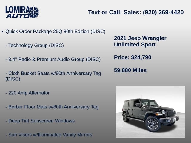 Used 2021 Jeep Wrangler Unlimited Sport AWD/4WD image 8