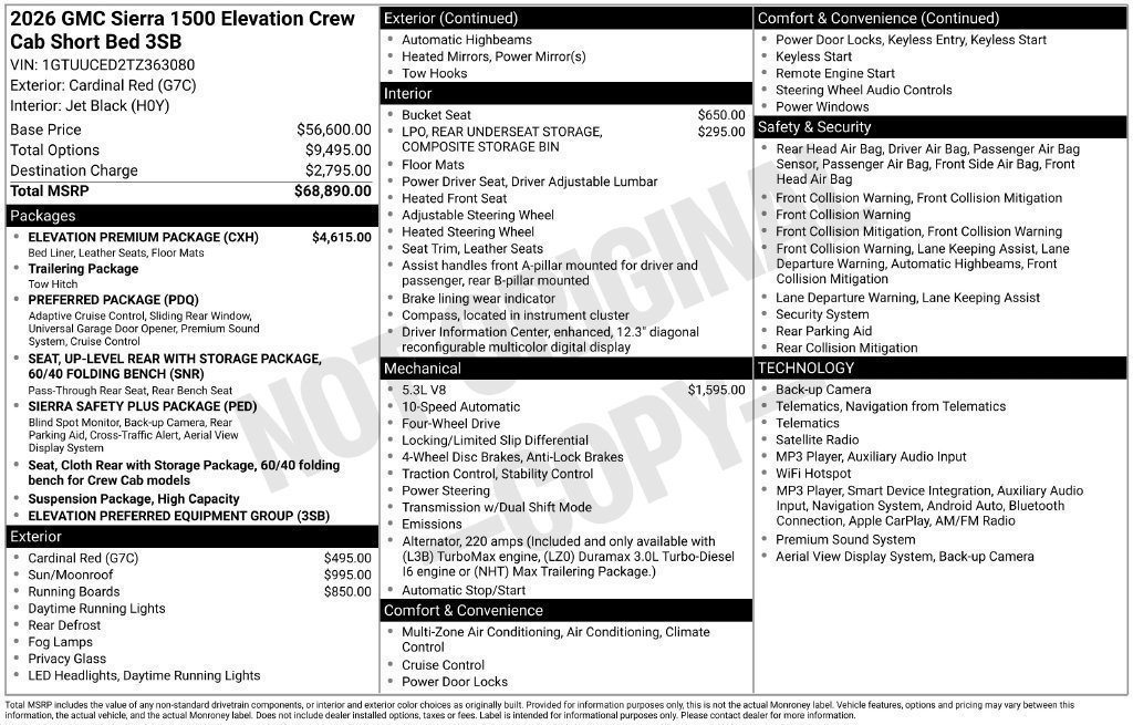 New 2026 GMC Sierra 1500 Elevation w/ Elevation Premium Package AWD/4WD image 4