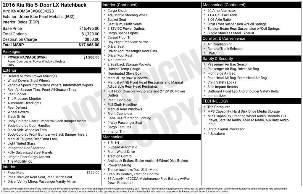 Used 2016 Kia Rio LX w/ Power Package FWD image 33