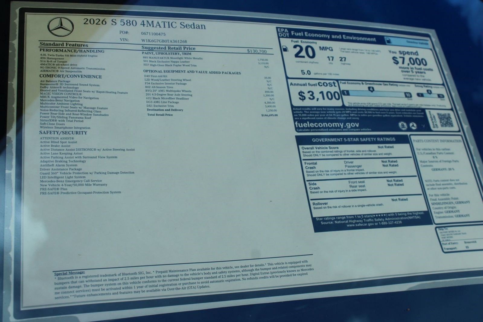 New 2026 Mercedes-Benz S 580 4MATIC Sedan image 35