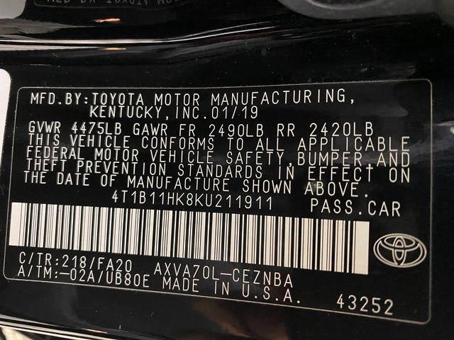 Certified 2019 Toyota Camry LE w/ Carpet Mat Package FWD image 24