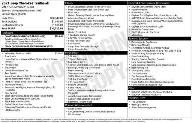 Used 2021 Jeep Cherokee Trailhawk w/ Comfort/Convenience Group image 2