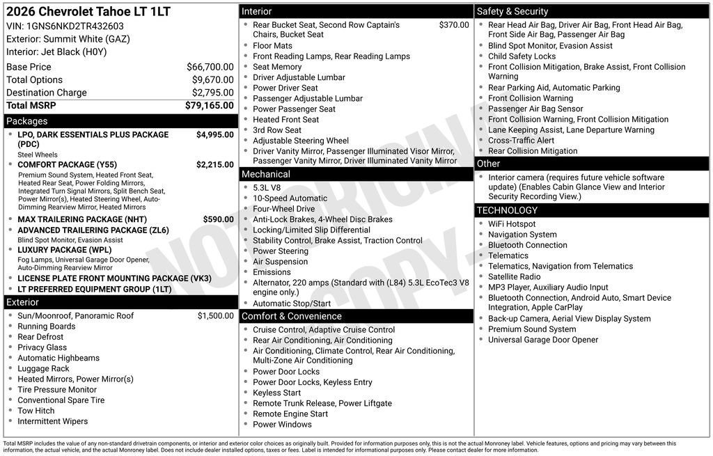 New 2026 Chevrolet Tahoe LT AWD/4WD image 27