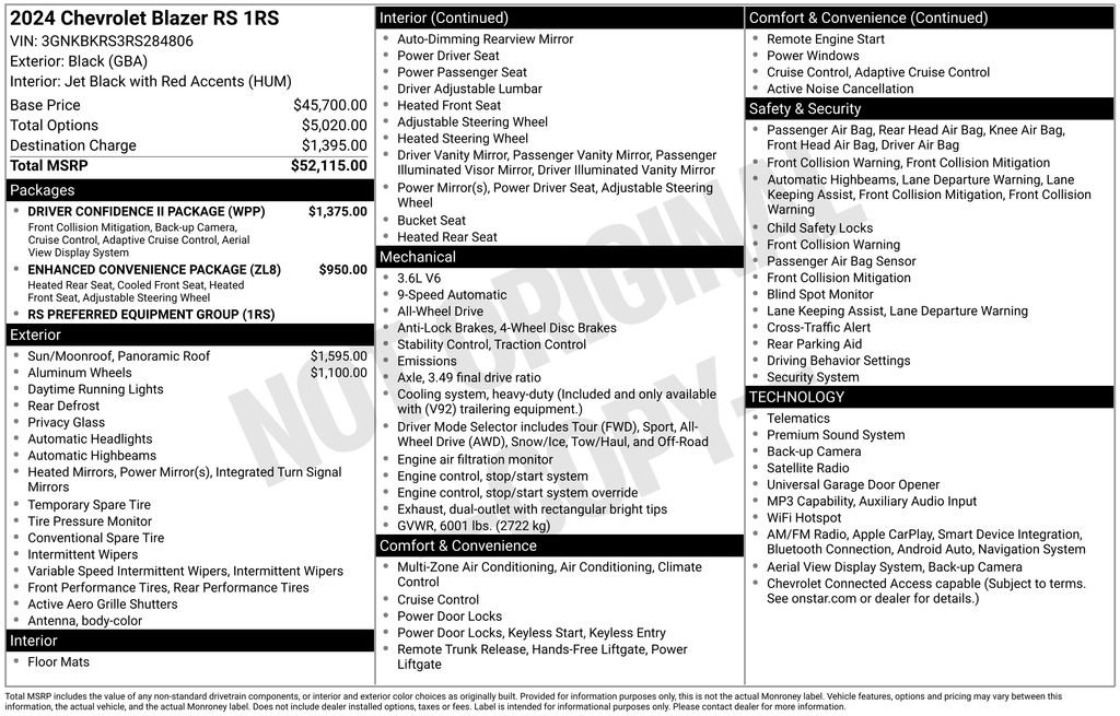 Certified 2024 Chevrolet Blazer RS w/ Driver Confidence II Package AWD/4WD image 7