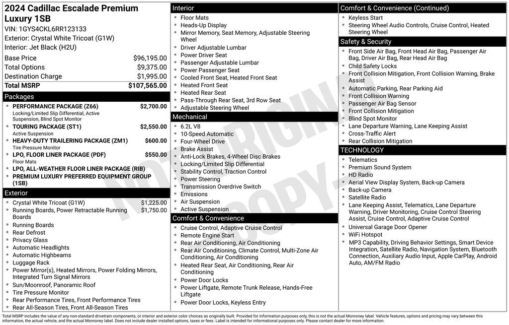 Certified 2024 Cadillac Escalade Premium Luxury w/ Performance Package AWD/4WD image 38