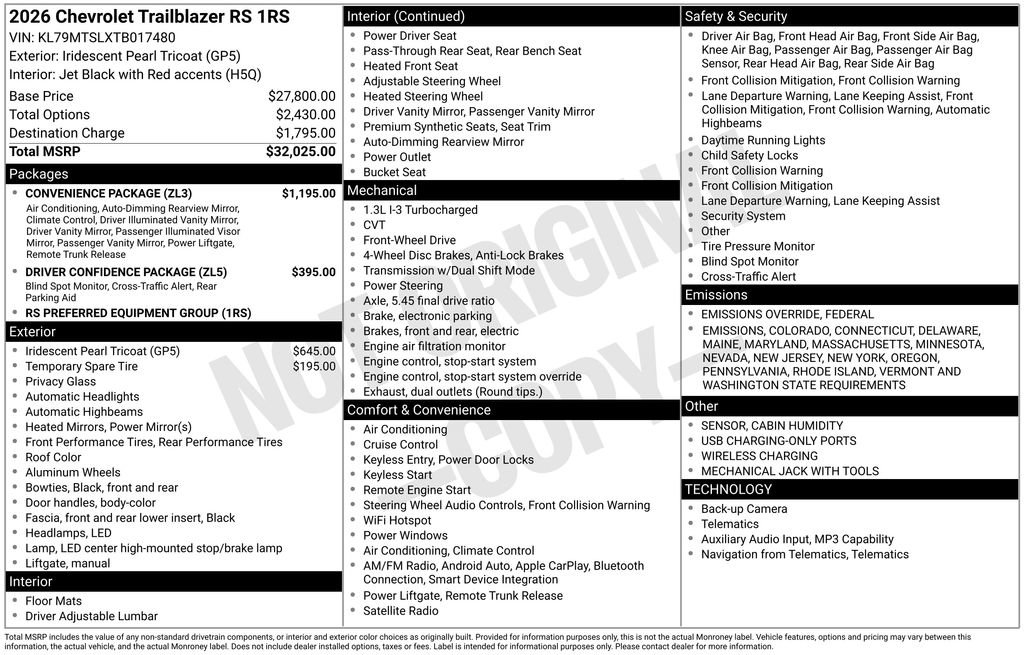 New 2026 Chevrolet TrailBlazer RS w/ Convenience Package image 34