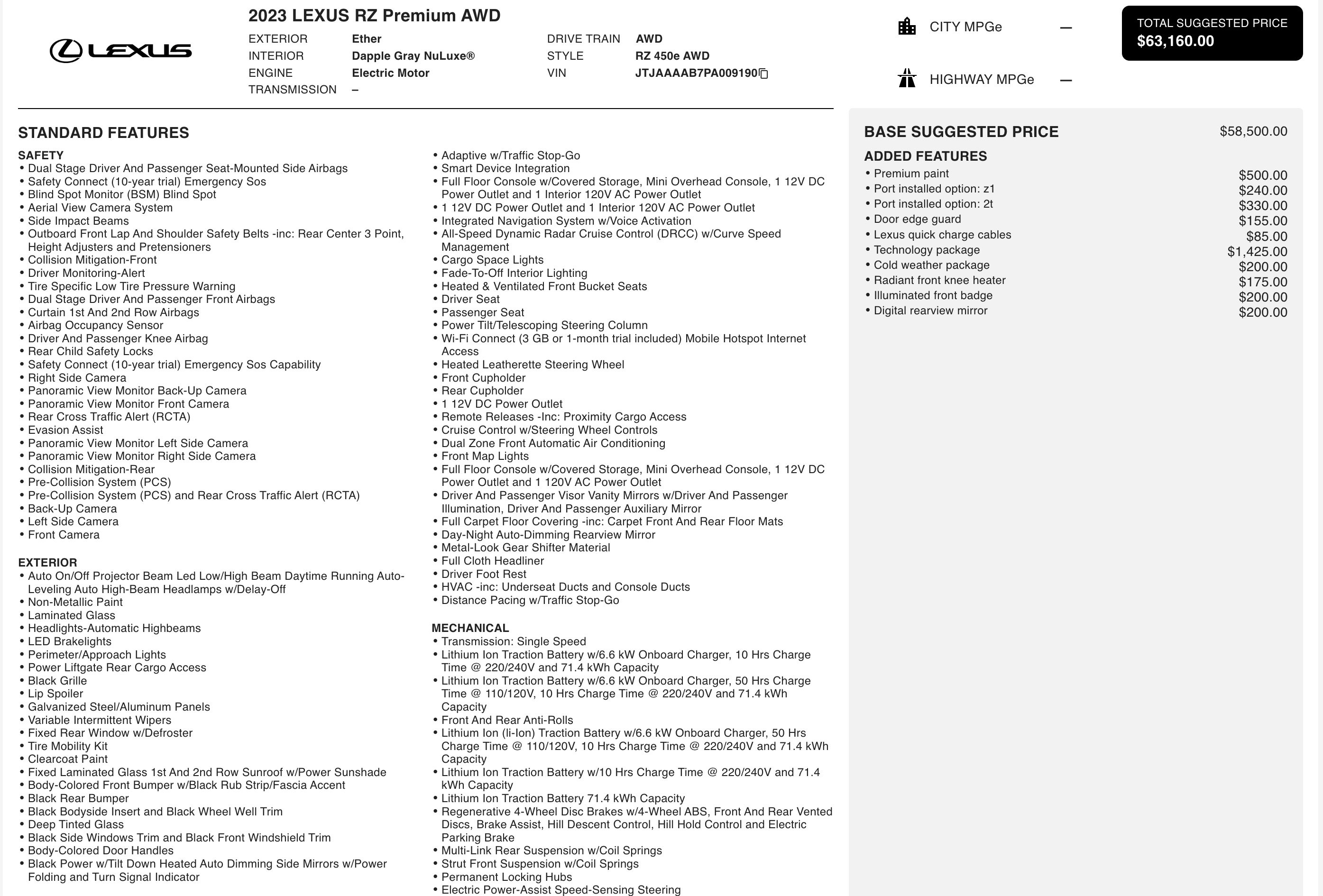 Used 2023 Lexus RZ 450e Premium image 2