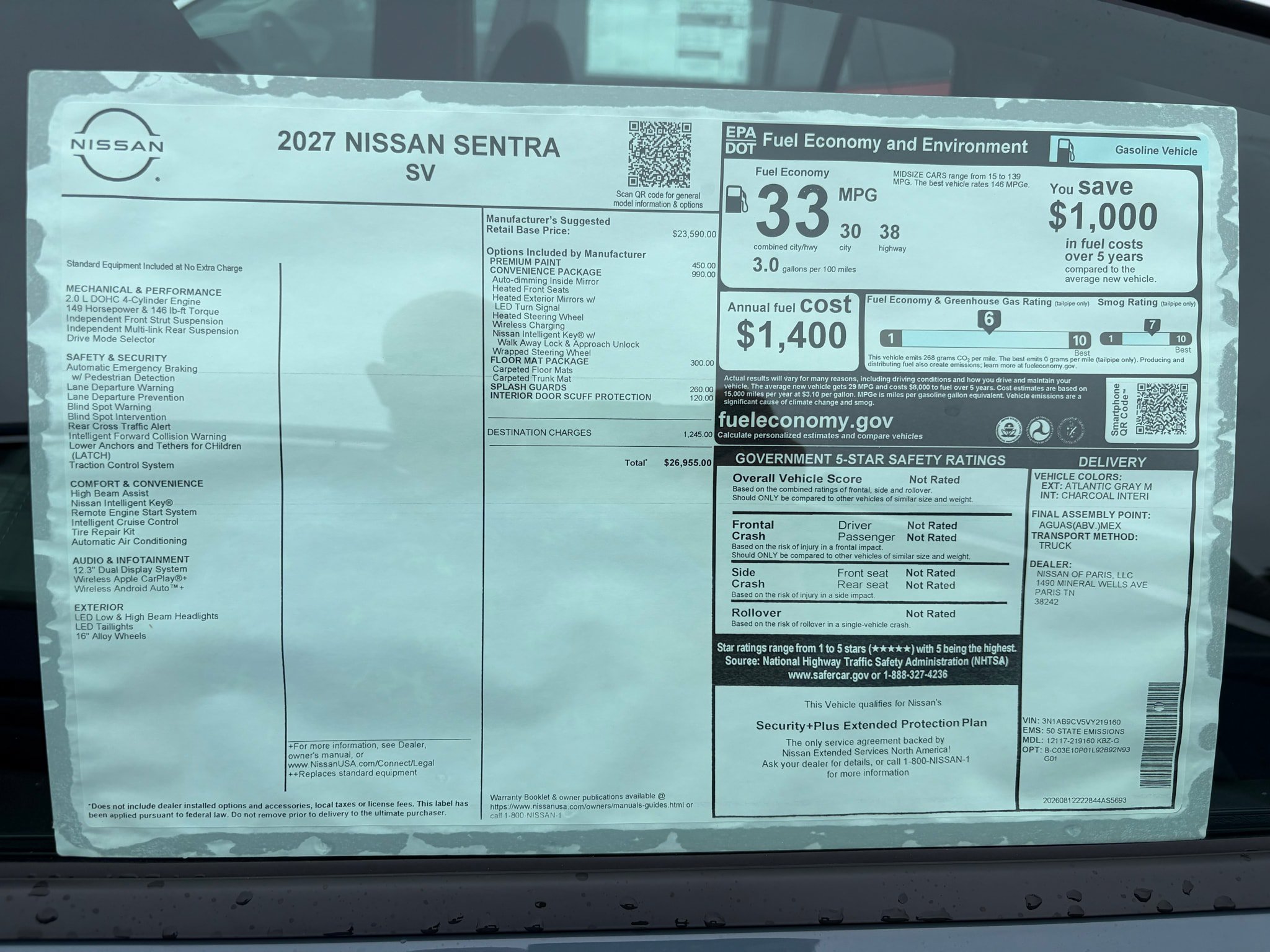 New 2027 Nissan Sentra SV w/ SV Convenience Package FWD image 27