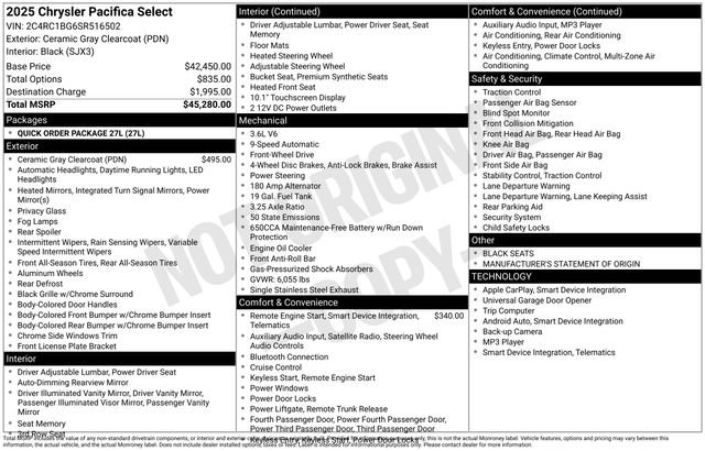 Used 2025 Chrysler Pacifica Select image 5