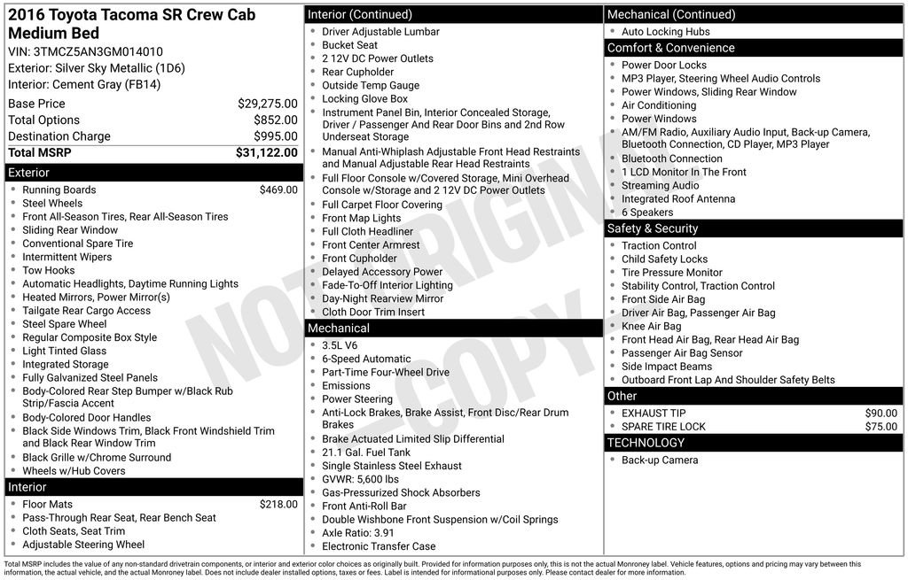 Used 2016 Toyota Tacoma SR image 37