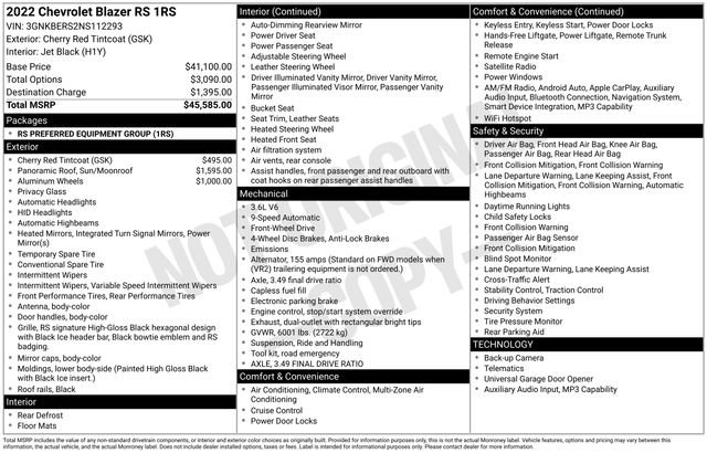 Used 2022 Chevrolet Blazer RS image 7