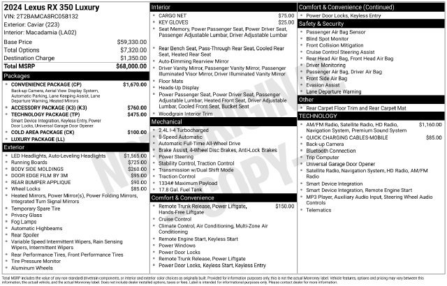 Used 2024 Lexus RX 350 AWD w/ Convenience Package image 37