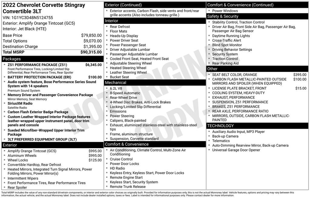 Used 2022 Chevrolet Corvette Stingray Premium Conv w/ Z51 Performance Package RWD image 4
