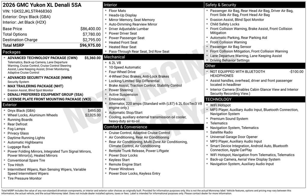 New 2026 GMC Yukon XL Denali w/ Advanced Technology Package AWD/4WD image 2