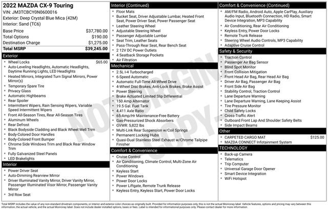 Used 2022 MAZDA CX-9 Touring image 41