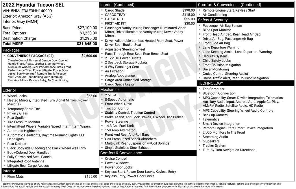 Used 2022 Hyundai Tucson SEL w/ Convenience Package FWD image 44
