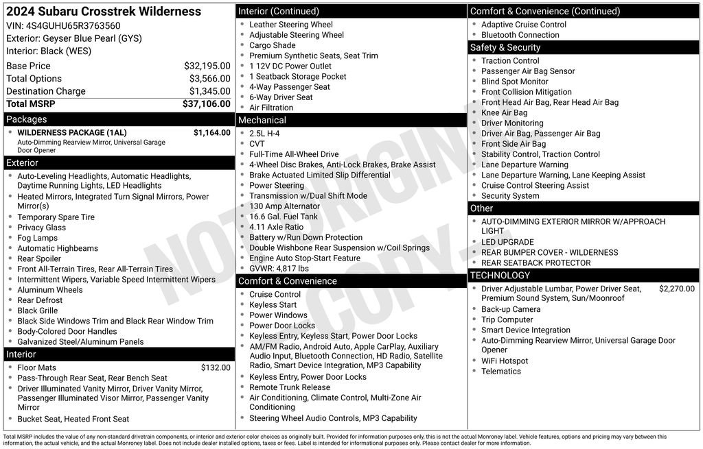 Used 2024 Subaru Crosstrek 2.5i Wilderness w/ Wilderness Package AWD/4WD image 41