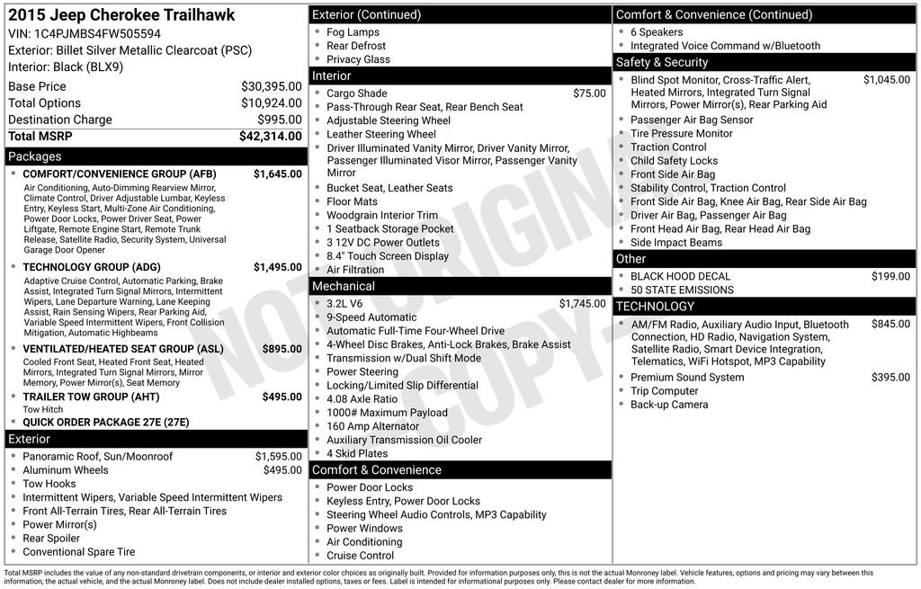 Used 2015 Jeep Cherokee Trailhawk w/ Comfort/Convenience Group image 51