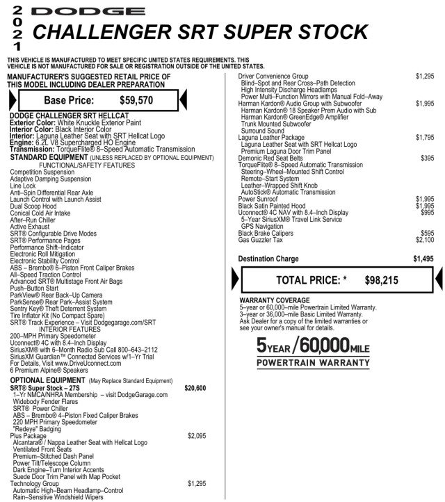 Used 2021 Dodge Challenger SRT Super Stock RWD image 7