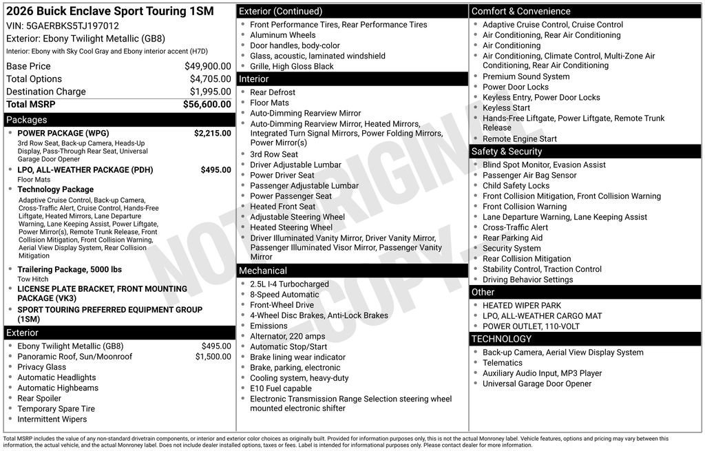 New 2026 Buick Enclave Sport Touring w/ Power Package FWD image 5