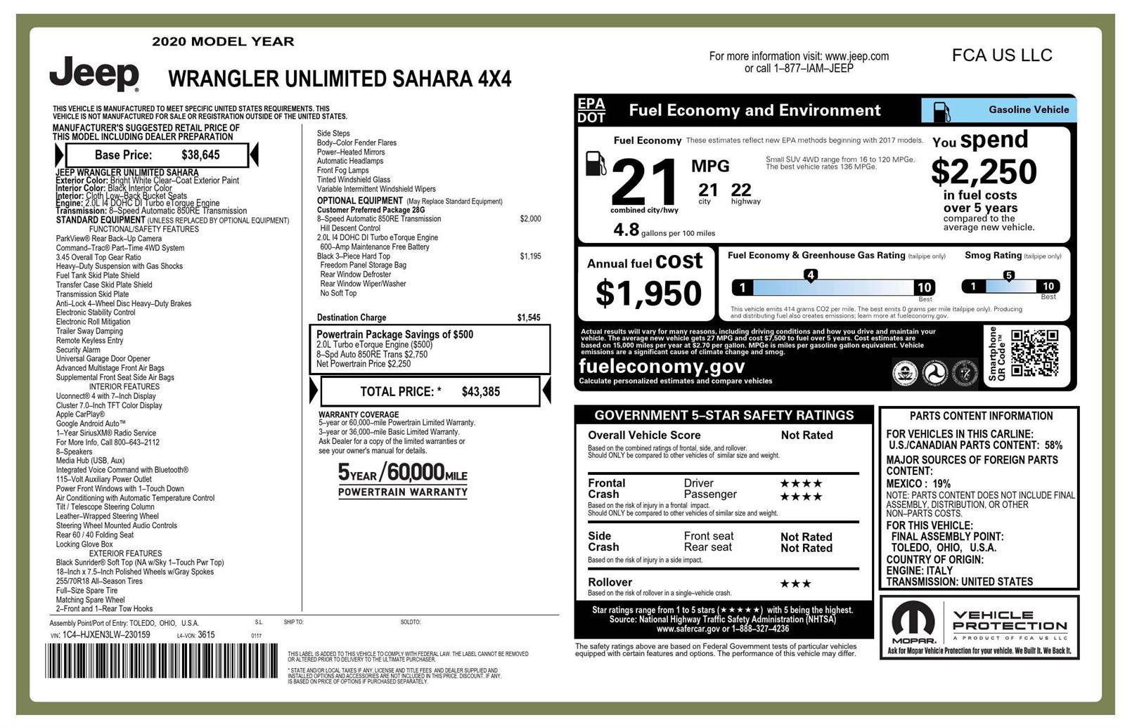 Used 2020 Jeep Wrangler Unlimited Sahara image 4