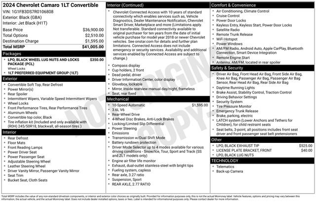Certified 2024 Chevrolet Camaro LT RWD image 6