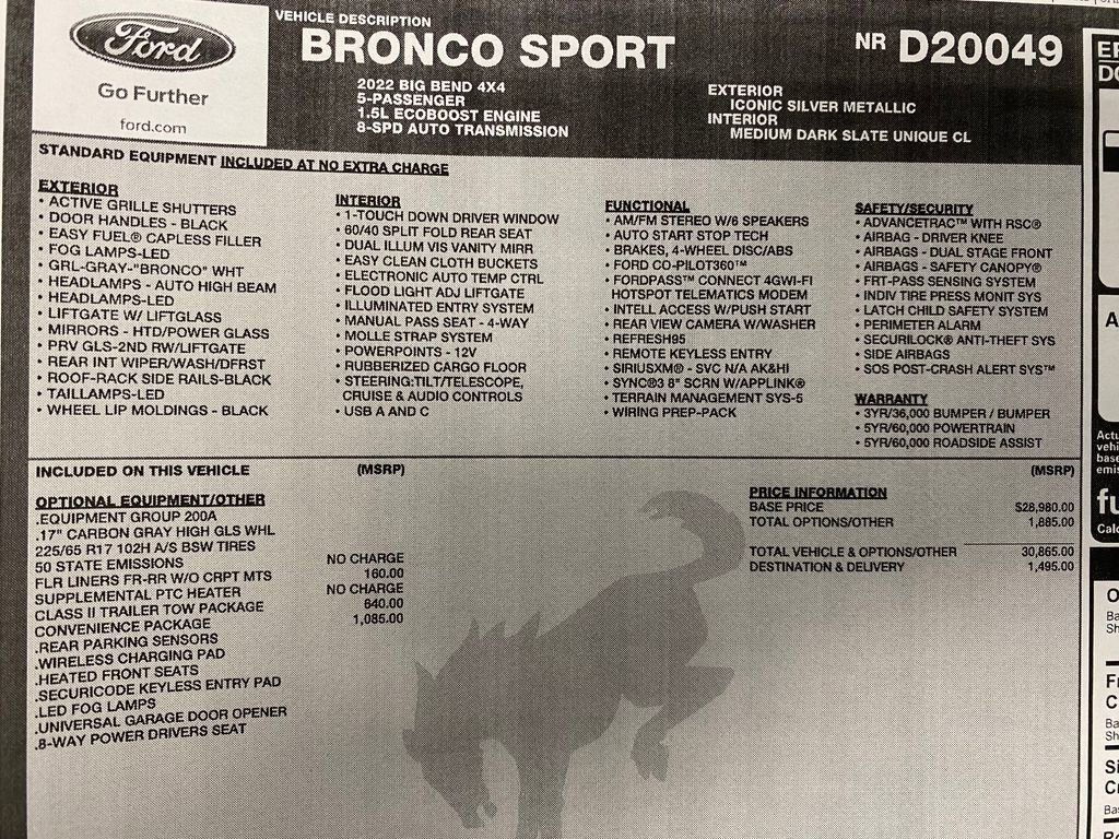 Used 2022 Ford Bronco Sport Big Bend w/ Convenience Package image 32