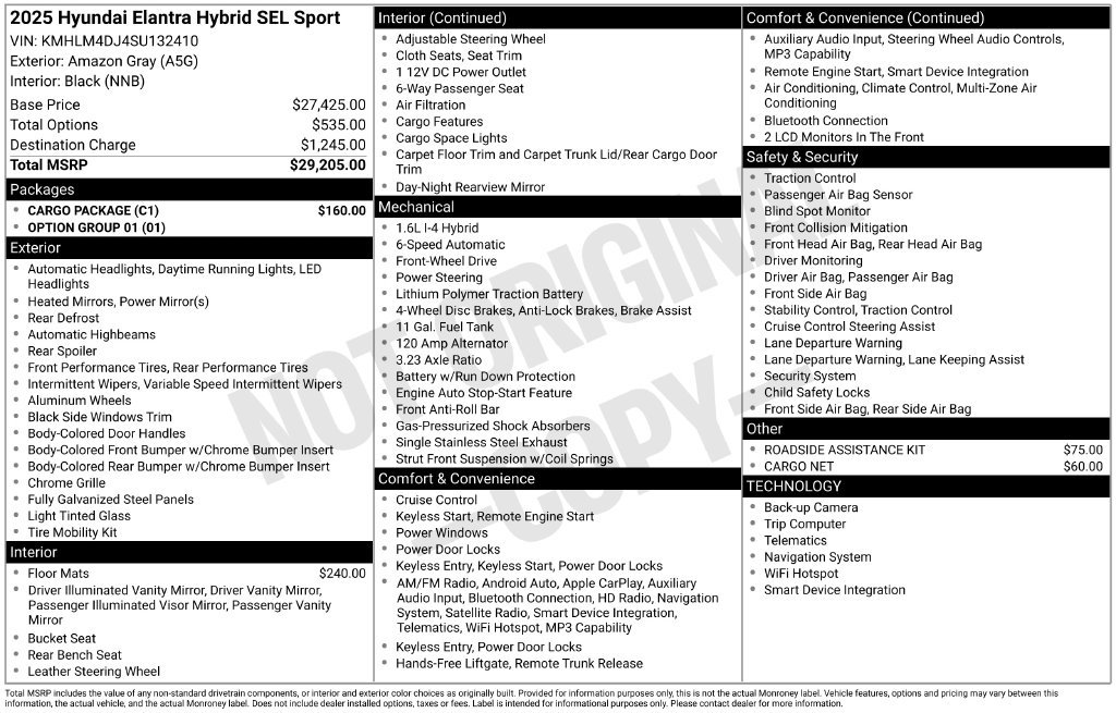 Certified 2025 Hyundai Elantra SEL w/ Cargo Package FWD image 25