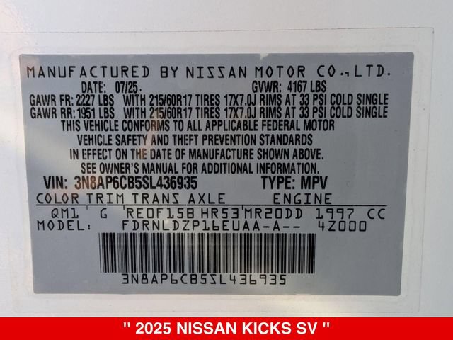 Certified 2025 Nissan Kicks SV w/ SV Premium Package AWD/4WD image 41