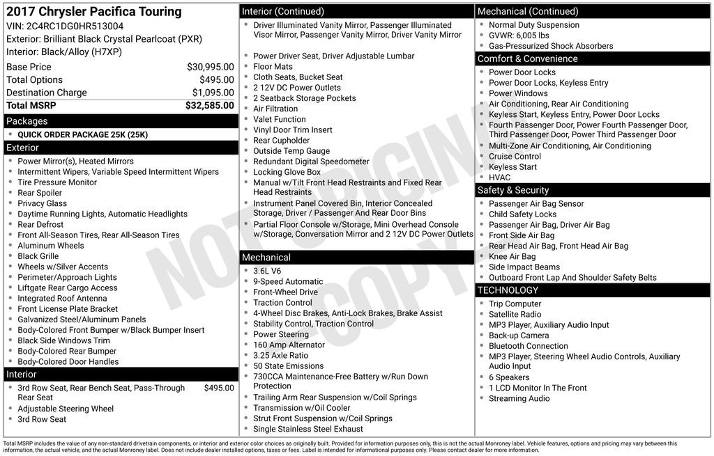 Used 2017 Chrysler Pacifica Touring FWD image 31