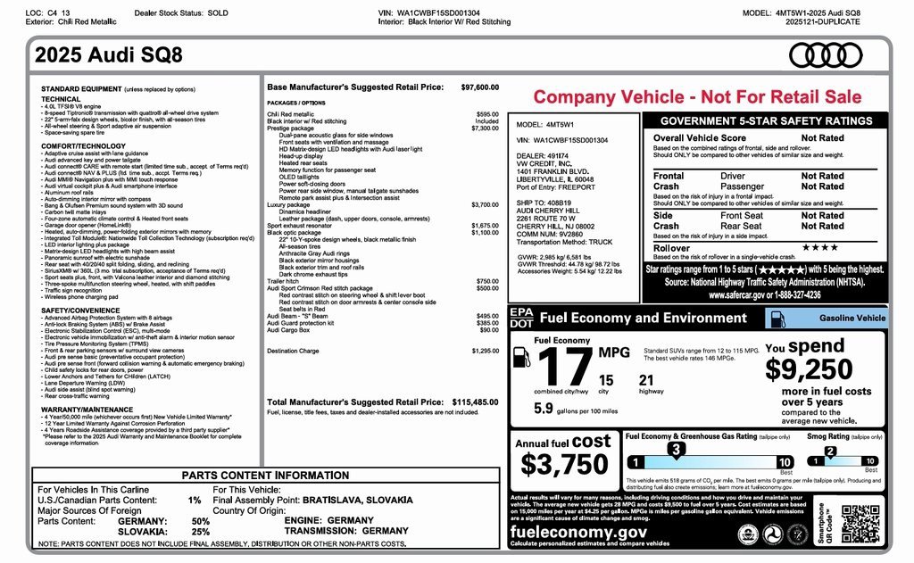 Used 2025 Audi SQ8 Prestige w/ Prestige Package image 24