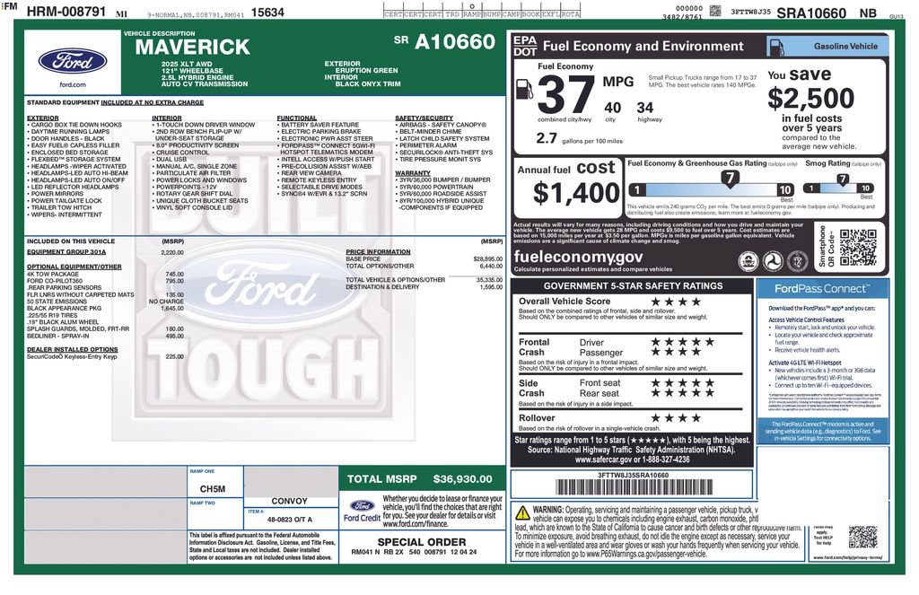 Used 2025 Ford Maverick XLT w/ Equipment Group 301A AWD/4WD image 51