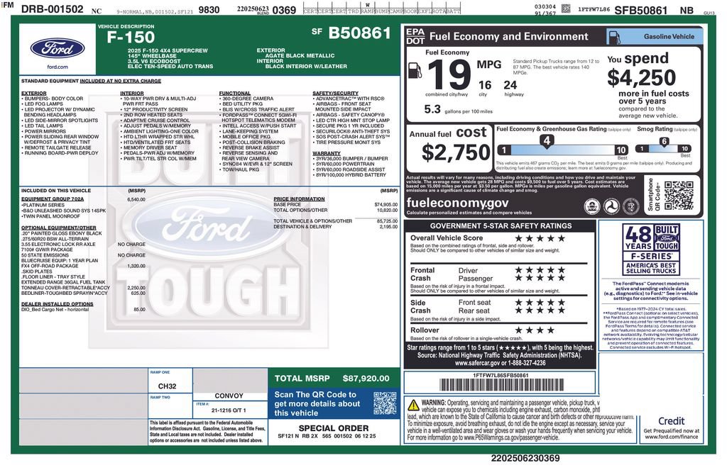Used 2025 Ford F150 Platinum w/ Equipment Group 702A High AWD/4WD image 4