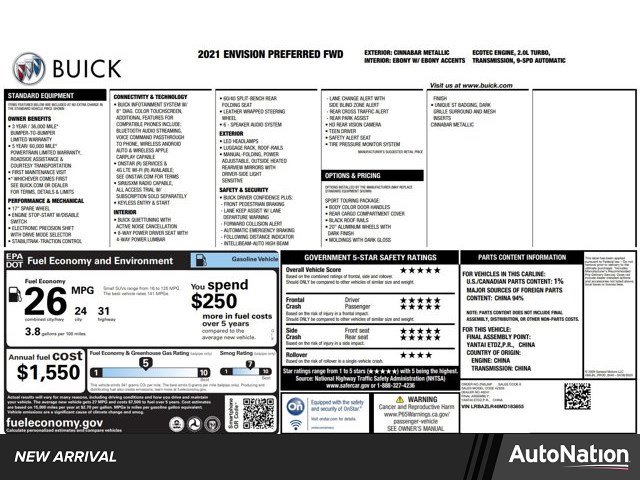 Used 2021 Buick Envision Preferred w/ Sport Touring Package image 1