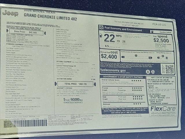 New 2025 Jeep Grand Cherokee Limited w/ Black Appearance Package RWD image 17