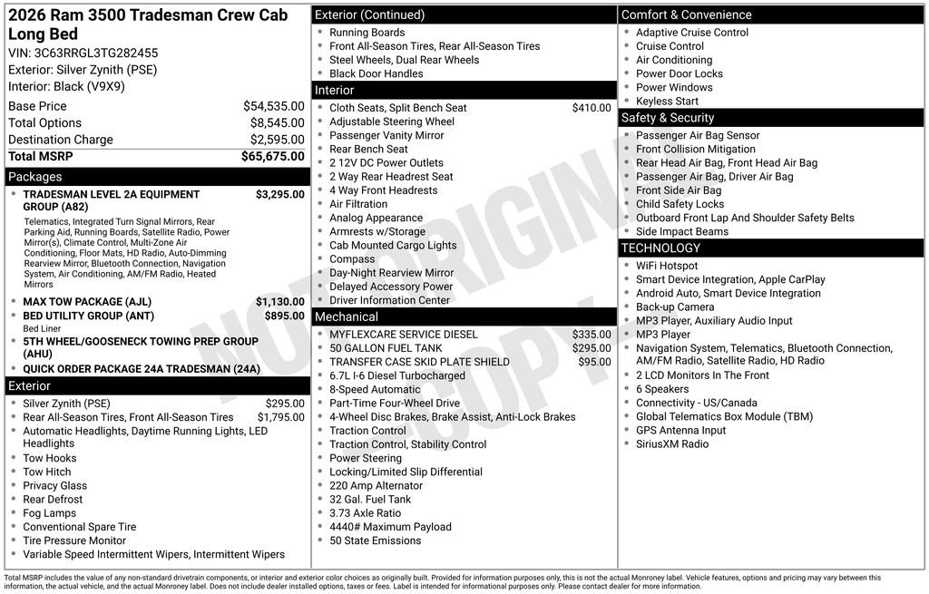 New 2026 RAM 3500 Tradesman AWD/4WD image 5
