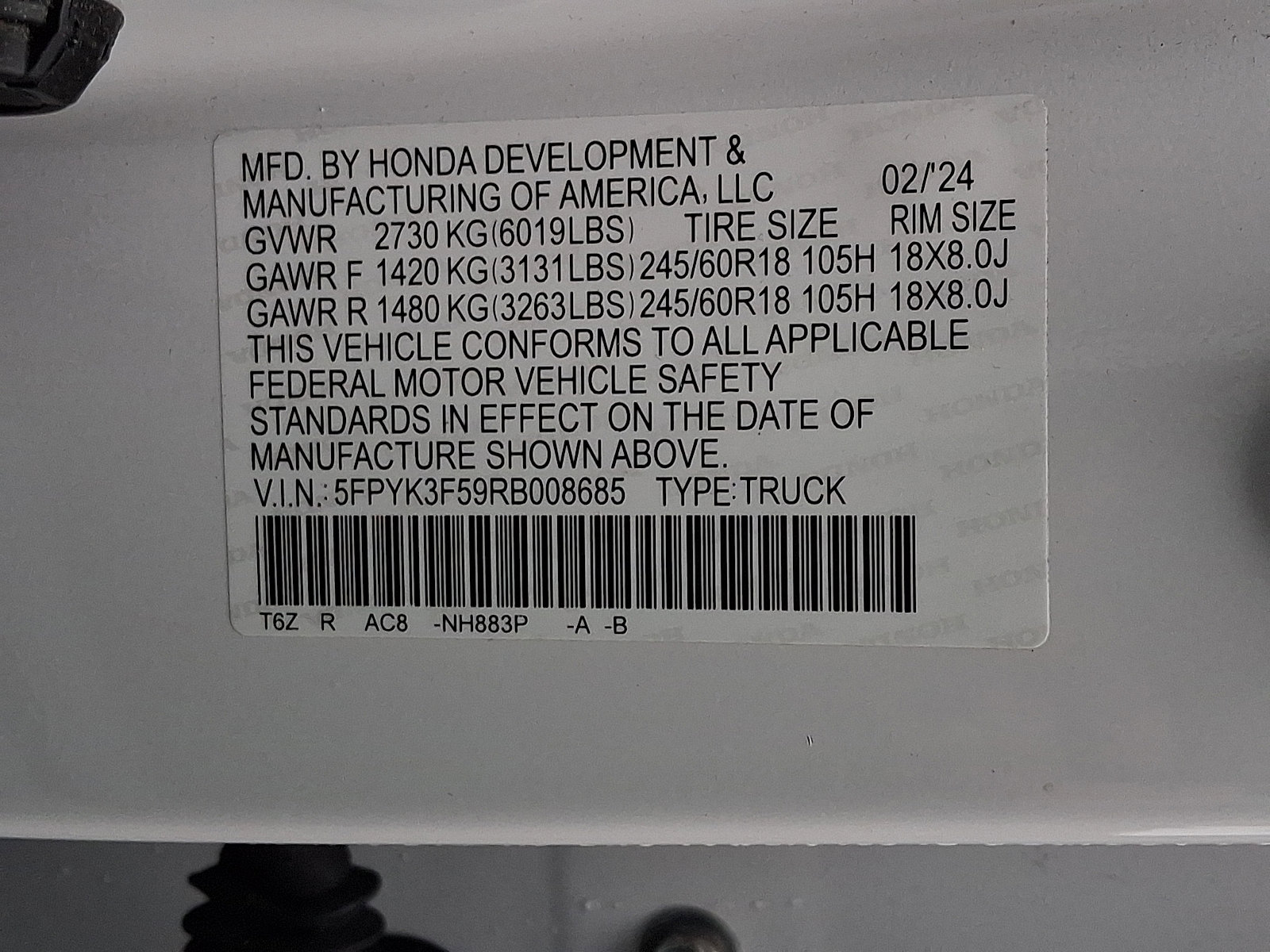 Certified 2024 Honda Ridgeline RTL image 4