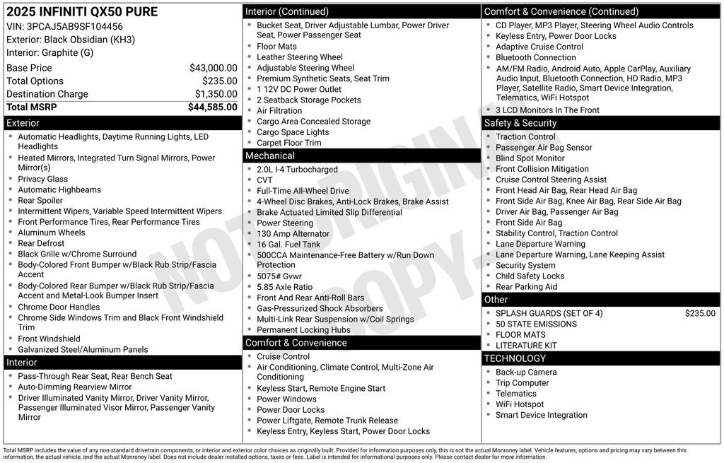 Used 2025 INFINITI QX50 Pure image 43