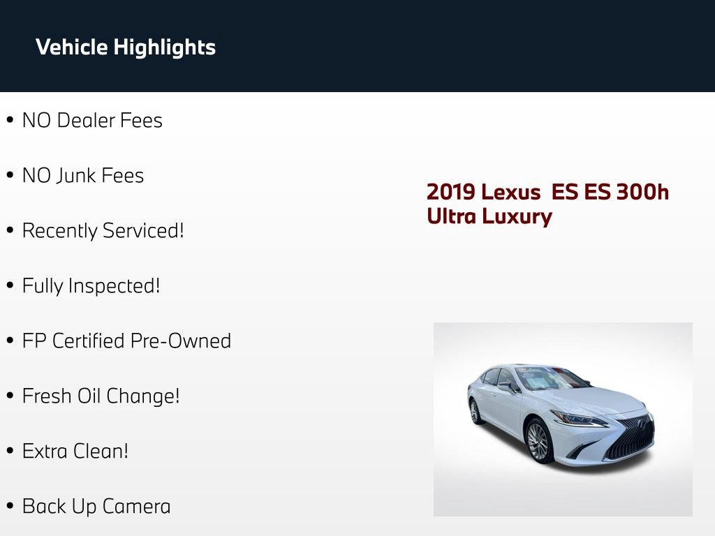 Used 2019 Lexus ES 300h Ultra Luxury w/ Accessory Package 2 FWD image 3