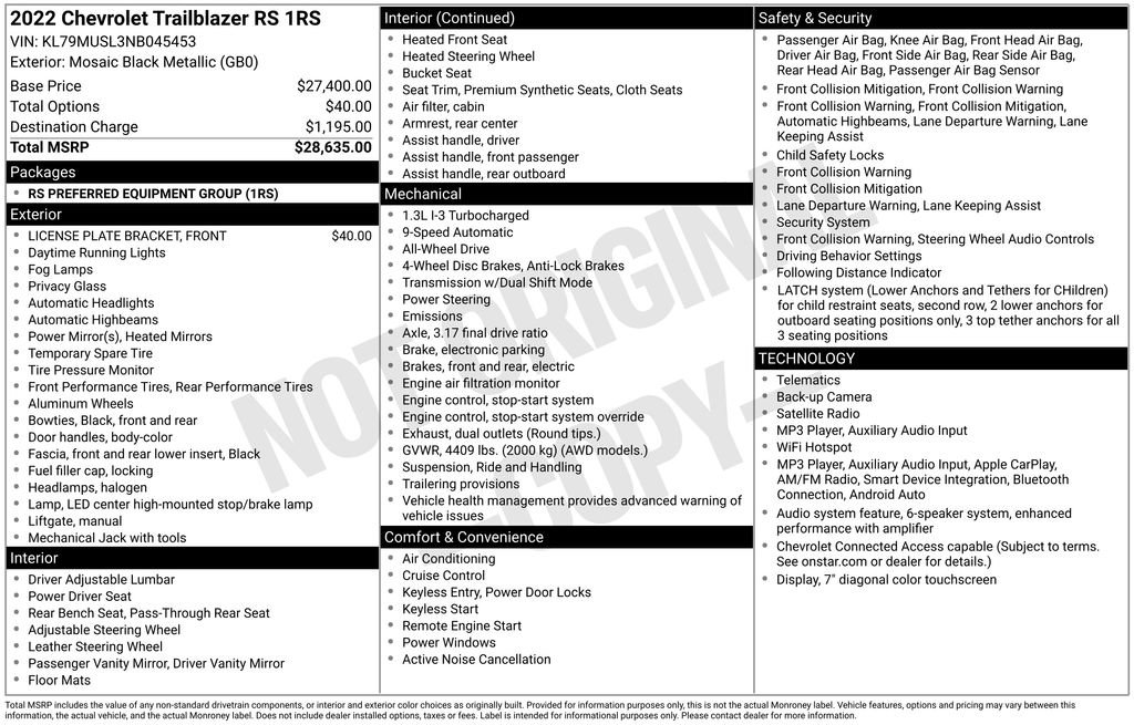 Used 2022 Chevrolet TrailBlazer RS AWD/4WD image 10