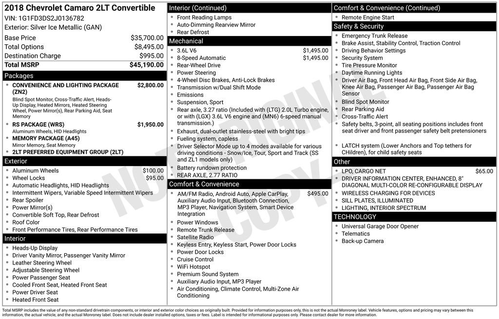 Used 2018 Chevrolet Camaro LT image 4