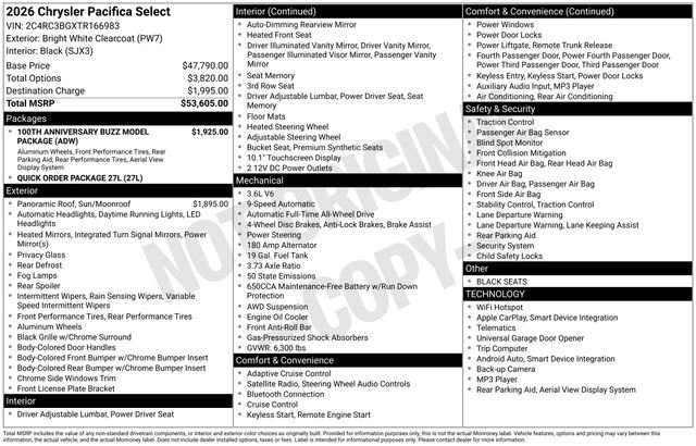 New 2026 Chrysler Pacifica Select AWD/4WD image 9