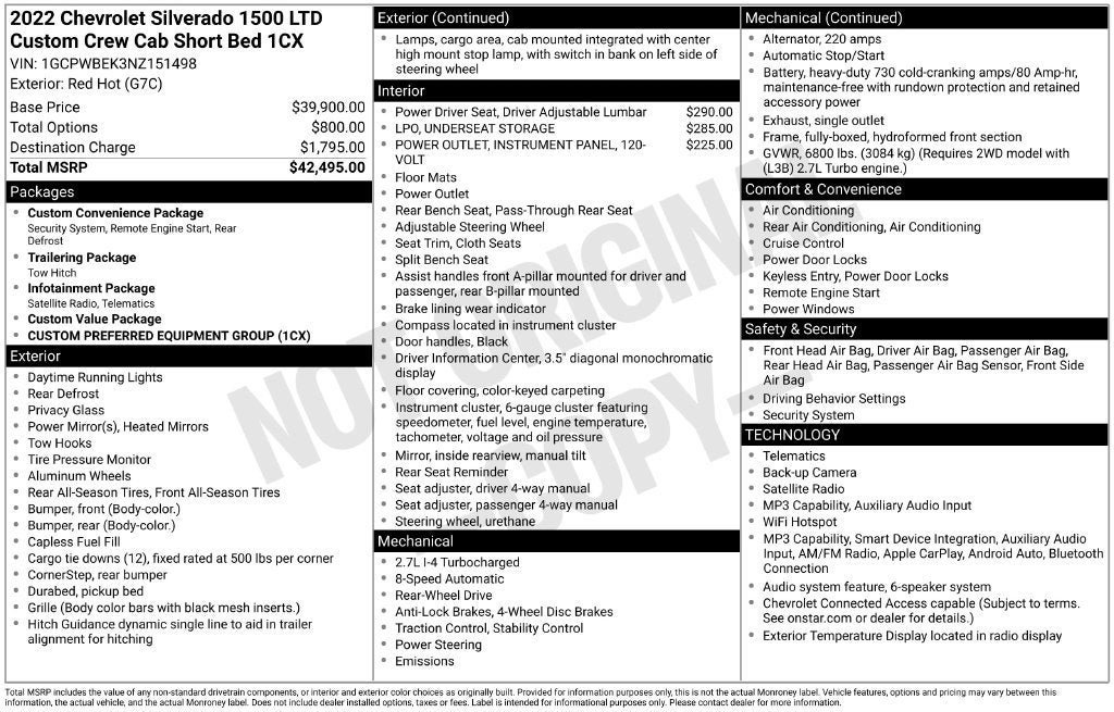 Used 2022 Chevrolet Silverado 1500 Custom RWD image 44