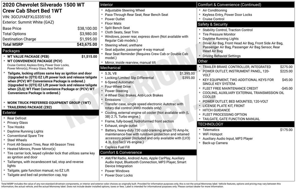 Used 2020 Chevrolet Silverado 1500 W/T w/ WT Value Package image 10