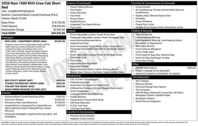 New 2026 RAM 1500 RHO w/ RHO Level 1 Equipment Group image 2